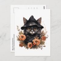 Black Cat in a Black Witch's Hat Halloween