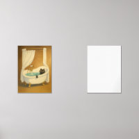 Black Cat in a Clawfoot Bathtub Art Print