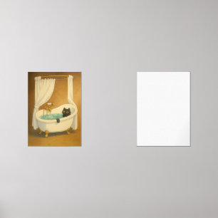 Black Cat in a Clawfoot Bathtub Art Print