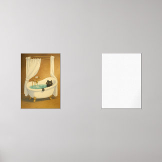 Black Cat in a Clawfoot Bathtub Art Print