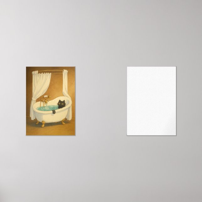 Black Cat in a Clawfoot Bathtub Art Print (Front)