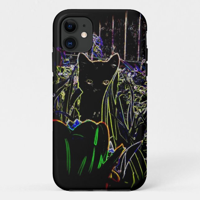 Black Cat in A Neon Garden iPhone 5 case (Back)