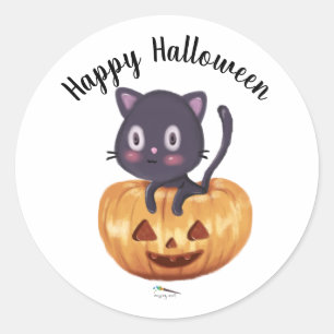Black Cat in a Pumpkin Halloween Sticker