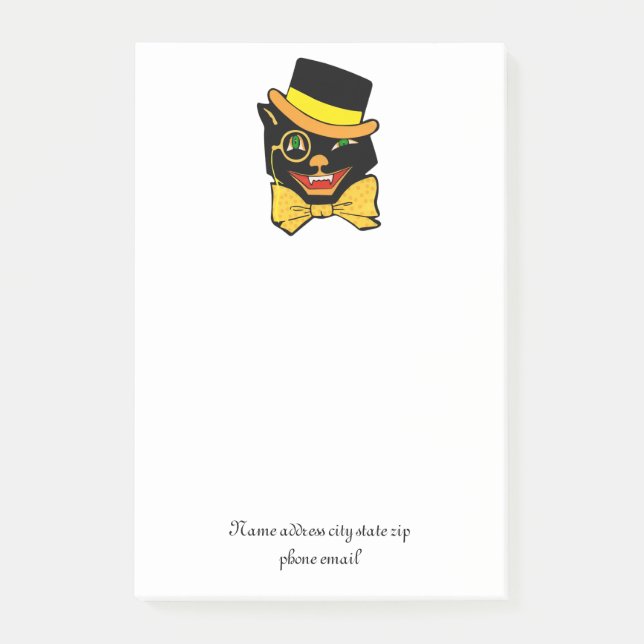 Black Cat in a Top Hat Post-it Notes (Front)