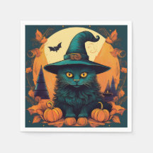 Black Cat in a Witches Hat 