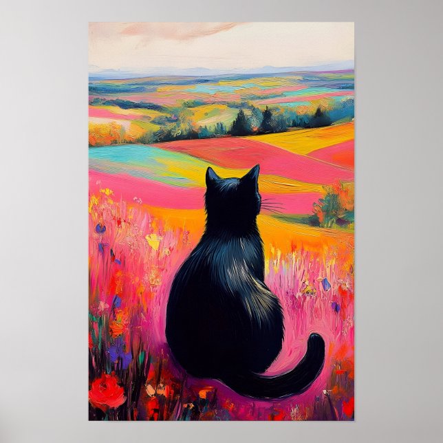 Black Cat in Beautiful Nature  Poster (Front)