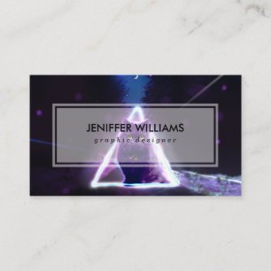 Black cat in blue neon hipster triangle            business card