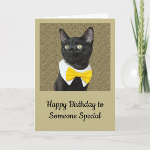 Black cat in bowtie card