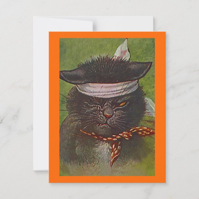 BLACK CAT IN COSTUME HALLOWEEN PARTY INVITATION (Front)