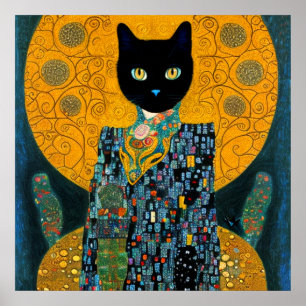 Black Cat in Fabulous Gown Poster