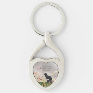 Black Cat in Flowers Key Ring