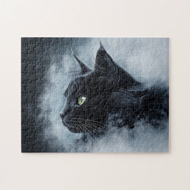 Black Cat in Fog Jigsaw Puzzle (Horizontal)