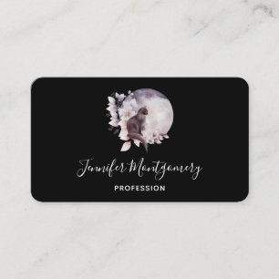 Black Cat in Front of a Magical Full Moon Business Card