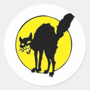 Black Cat in Front of the Moon Stickers