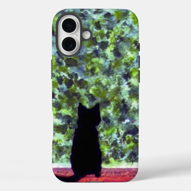 Black Cat in Garden, Pet Art Case-Mate iPhone Case (Back)