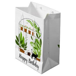 Black Cat in Greenhouse Birthday Medium Gift Bag