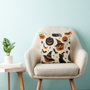 BLACK CAT IN HALLOWEEN CUSHION