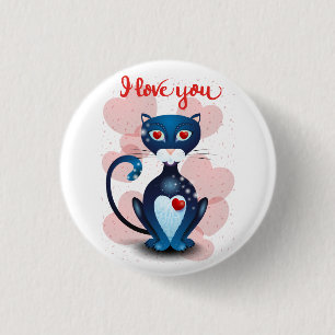 Black cat in Love 3 Cm Round Badge
