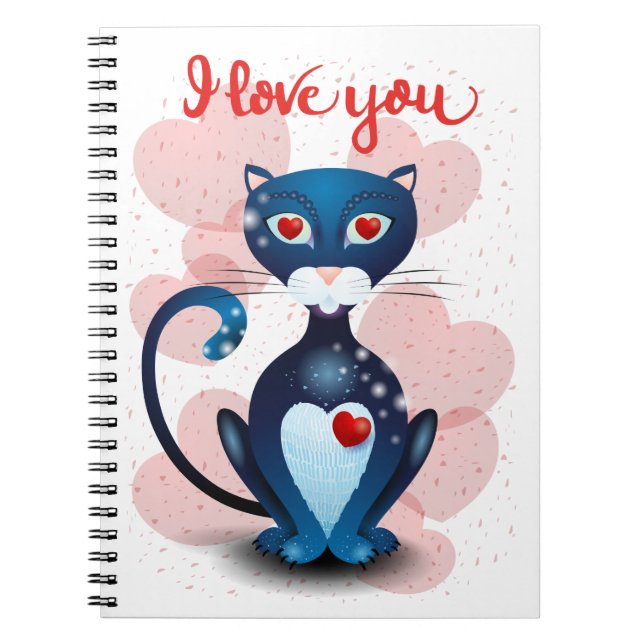 Black cat in Love Notebook (Front)