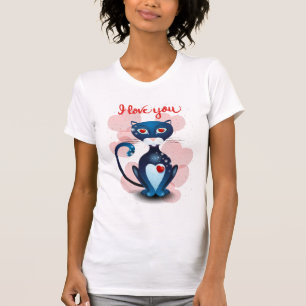 Black cat in Love T-Shirt