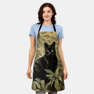 Black Cat in Lush Forest Apron