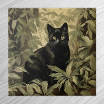 Black Cat in Lush Forest Tile<br><div class="desc">Black Cat in Lush Forest Art</div>