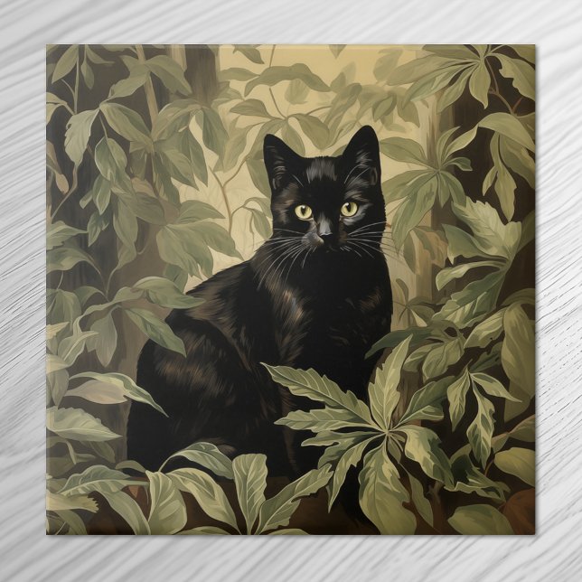 Black Cat in Lush Forest Tile (Creator Uploaded)