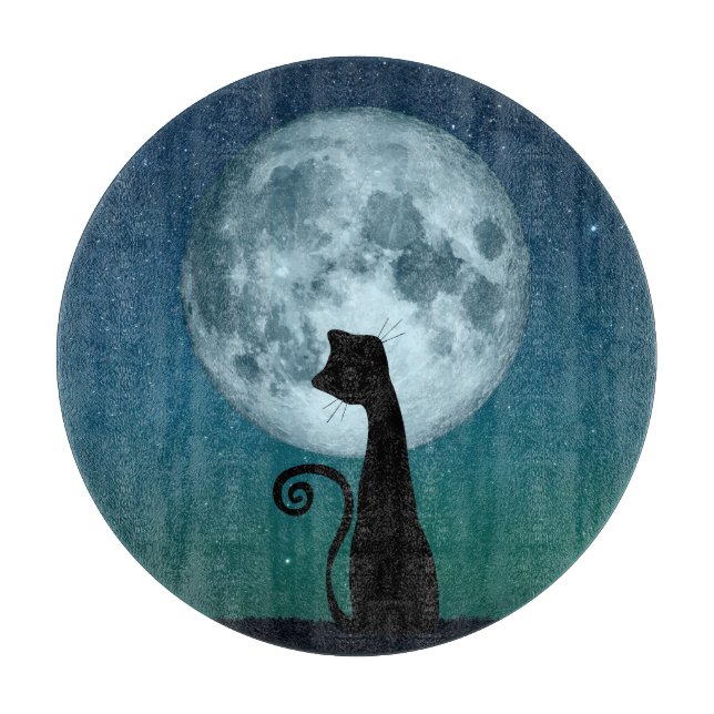 Black Cat in Moonlight Cutting Board (Front)