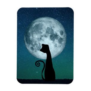 Black Cat in Moonlight Flexible Magnet