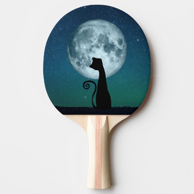 Black Cat In Moonlight Ping Pong Paddle (Front)