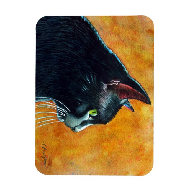 Black Cat in Profile Magnet (Vertical)