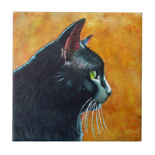 Black Cat in Profile, Tickles Tile