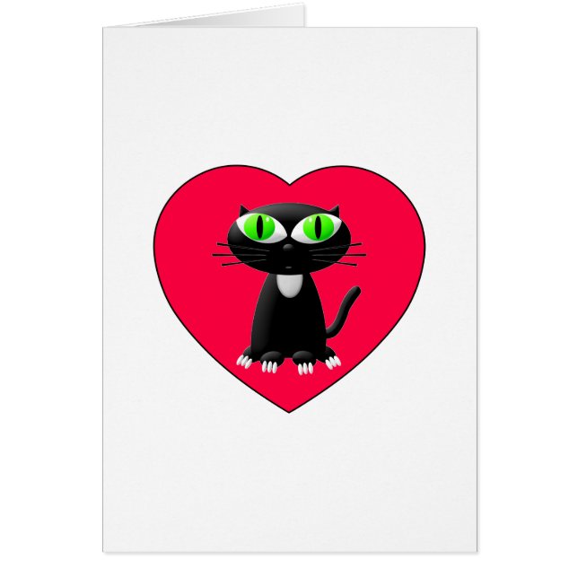 Black Cat In Red Heart (Front)