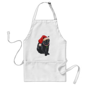 Black Cat in Santa Hat Standard Apron