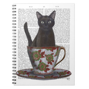 Black Cat in Teacup Notebook