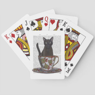 Black Cat in Teacup Playing Cards