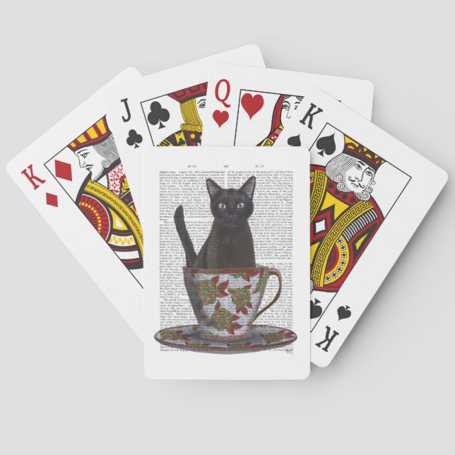 Black Cat in Teacup Playing Cards (Back)