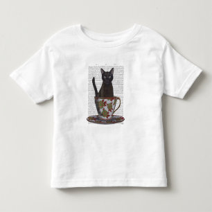 Black Cat in Teacup Toddler T-Shirt