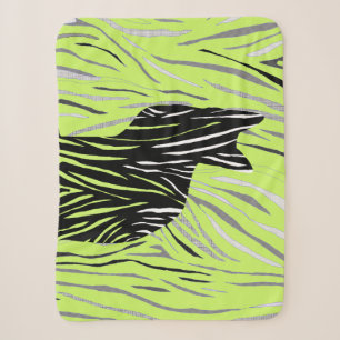 Black Cat in the Crazy Grass Sherpa Blanket