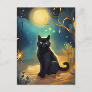 Black Cat in the Night Postcard