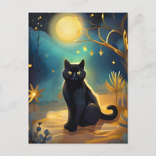 Black Cat in the Night Postcard (Front)