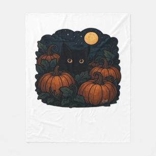 Black Cat in the Patch Classic T-Shirt Fleece Blanket