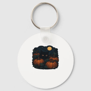 Black Cat in the Patch Classic T-Shirt Key Ring