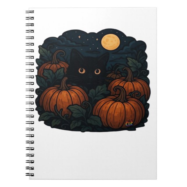 Black Cat in the Patch Classic T-Shirt Notebook (Front)