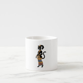Black Cat in Traditional Batik Kebaya Art Espresso Cup