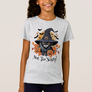 Black Cat in Witch Hat Halloween T-Shirt