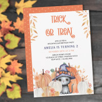 Black Cat in Witch Hat Trick or Treat Birthday