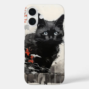 Black Cat Ink iPhone 16 Case