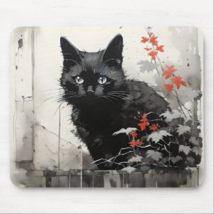 Black Cat Ink Mouse Mat