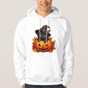 Black Cat Inside Halloween Pumpkin Hoodie